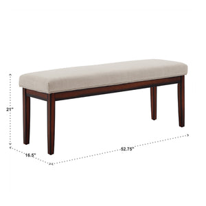 Wingston Upholstered Bench with Espresso Wood Base for Entryway or Bedroom Accent