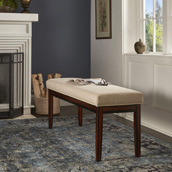 Wingston Upholstered Bench with Espresso Wood Base for Entryway or Bedroom Accent