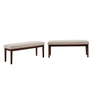 Wingston Upholstered Bench with Espresso Wood Base for Entryway or Bedroom Accent