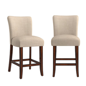 Wingston Upholstered Counter Stools Set of Two with Solid Rubberwood Frame