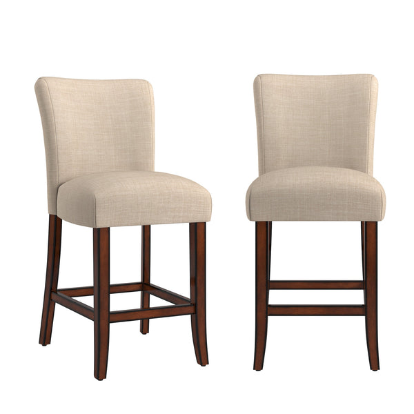 Wingston Upholstered Counter Stools Set of Two with Solid Rubberwood Frame