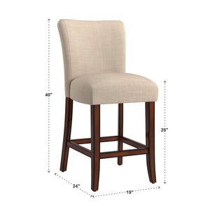 Wingston Upholstered Counter Stools Set of Two with Solid Rubberwood Frame