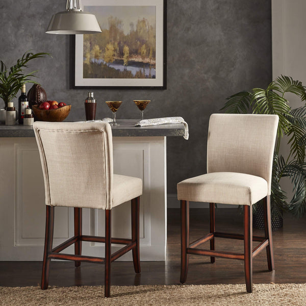 Wingston Upholstered Counter Stools Set of Two with Solid Rubberwood Frame