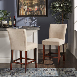 Wingston Upholstered Counter Stools Set of Two with Solid Rubberwood Frame