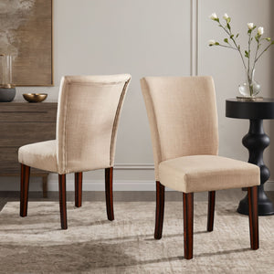 Wingston Linen Upholstered Dining Chair with Rubberwood Legs for Modern Rooms