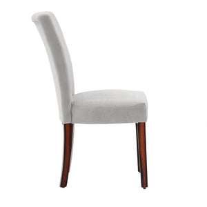 Wingston Chenille Upholstered Dining Chair Set Winged Back Rubberwood Frame