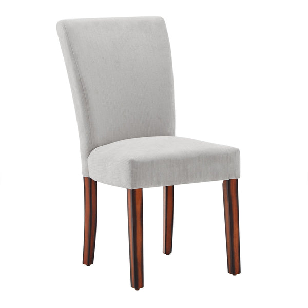 Wingston Chenille Upholstered Dining Chair Set Winged Back Rubberwood Frame