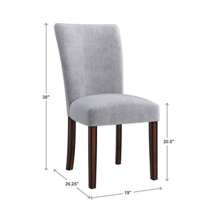 Wingston Chenille Upholstered Dining Chair Set Winged Back Rubberwood Frame