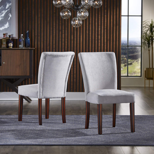 Wingston Chenille Upholstered Dining Chair Set Winged Back Rubberwood Frame