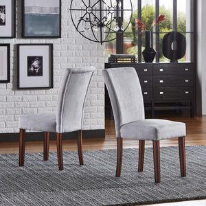 Wingston Chenille Upholstered Dining Chair Set Winged Back Rubberwood Frame