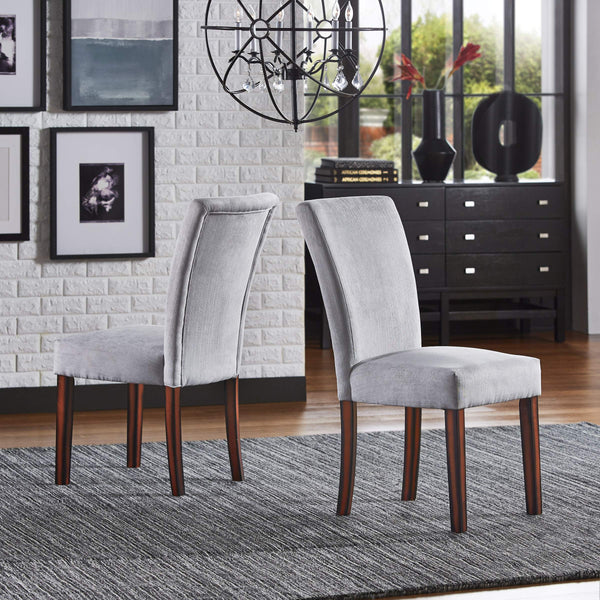 Wingston Chenille Upholstered Dining Chair Set Winged Back Rubberwood Frame