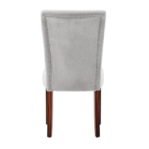 Wingston Chenille Upholstered Dining Chair Set Winged Back Rubberwood Frame