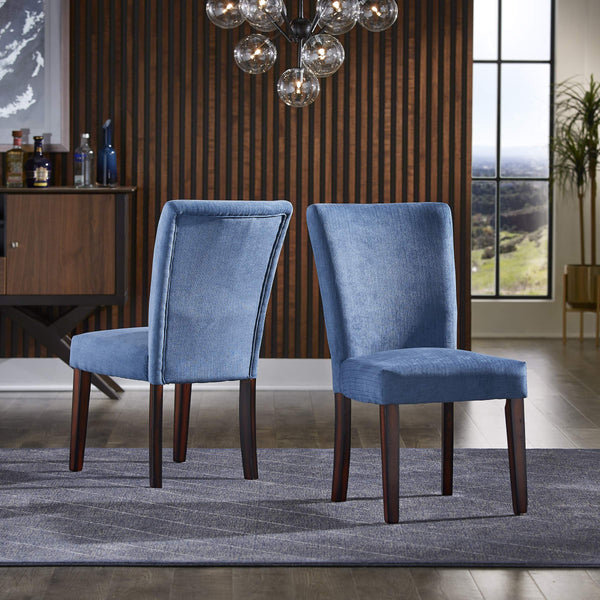 Wingston Chenille Upholstered Wingback Side Chair Set with Rubberwood Frame