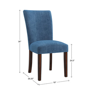 Wingston Chenille Upholstered Wingback Side Chair Set with Rubberwood Frame