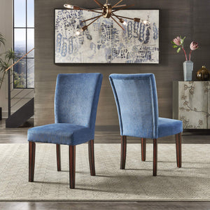 Wingston Chenille Upholstered Wingback Side Chair Set with Rubberwood Frame