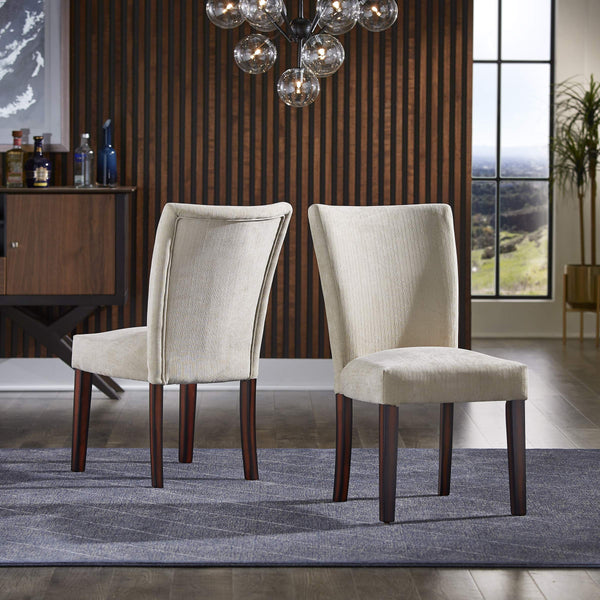 Wingston Chenille Wingback Dining Chair Set with Espresso Wood Legs