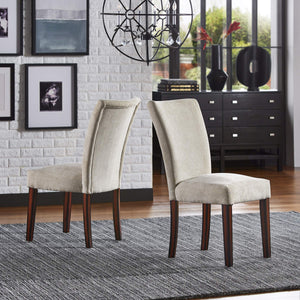 Wingston Chenille Wingback Dining Chair Set with Espresso Wood Legs