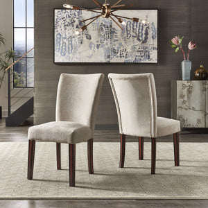 Wingston Chenille Wingback Dining Chair Set with Espresso Wood Legs