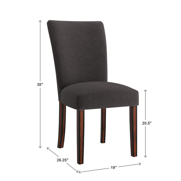 Wingston Upholstered Dining Chair Set Solid Wood Frame Espresso Polyester