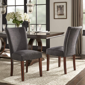Wingston Upholstered Dining Chair Set Solid Wood Frame Espresso Polyester