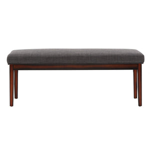 Wingston Upholstered Bench with Espresso Wood Base for Entryway or Bedroom Accent