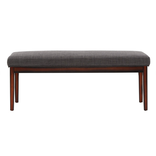 Wingston Upholstered Bench with Espresso Wood Base for Entryway or Bedroom Accent