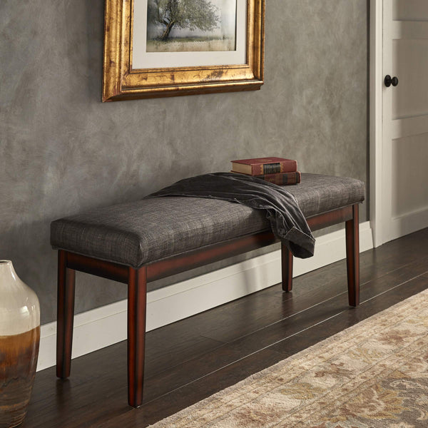 Wingston Upholstered Bench with Espresso Wood Base for Entryway or Bedroom Accent