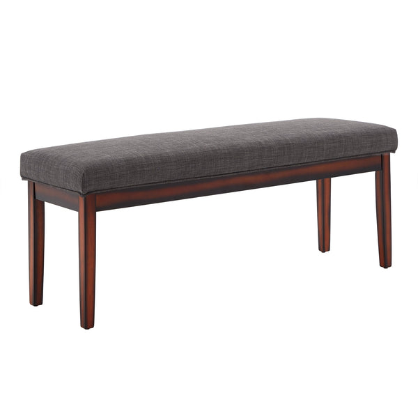 Wingston Upholstered Bench with Espresso Wood Base for Entryway or Bedroom Accent