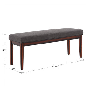 Wingston Upholstered Bench with Espresso Wood Base for Entryway or Bedroom Accent