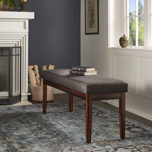 Wingston Upholstered Bench with Espresso Wood Base for Entryway or Bedroom Accent