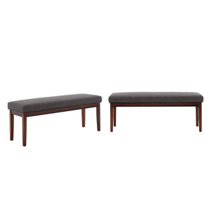 Wingston Upholstered Bench with Espresso Wood Base for Entryway or Bedroom Accent