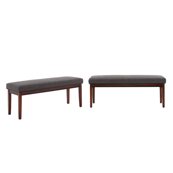 Wingston Upholstered Bench with Espresso Wood Base for Entryway or Bedroom Accent