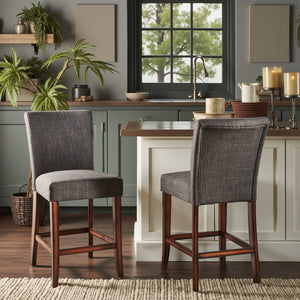 Wingston Upholstered Counter Stools Set of Two with Solid Rubberwood Frame