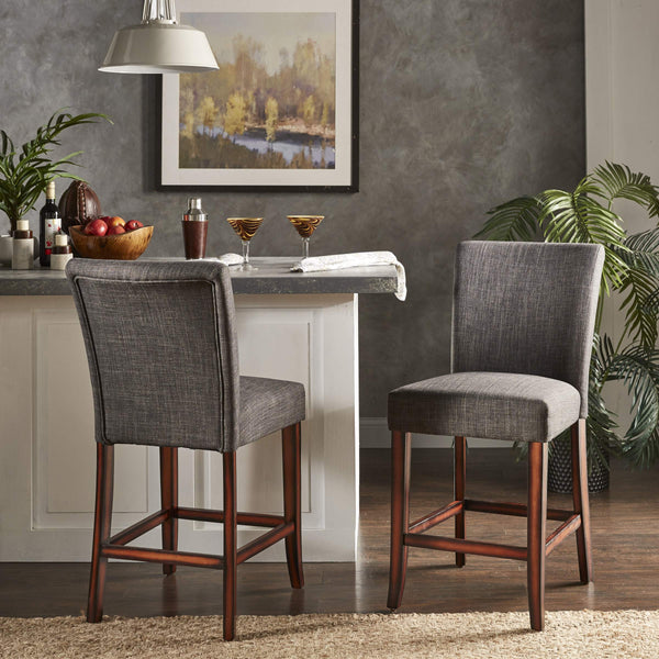 Wingston Upholstered Counter Stools Set of Two with Solid Rubberwood Frame