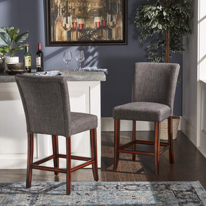 Wingston Upholstered Counter Stools Set of Two with Solid Rubberwood Frame