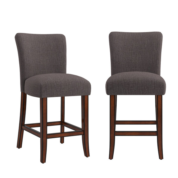 Wingston Upholstered Counter Stools Set of Two with Solid Rubberwood Frame