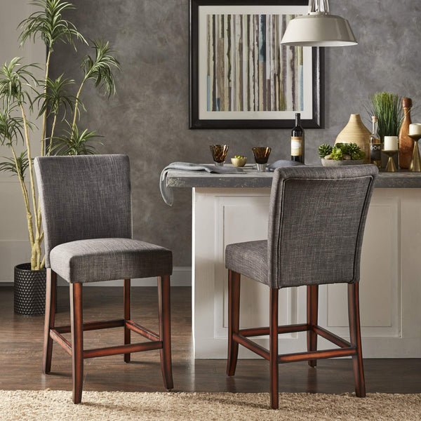 Wingston Upholstered Counter Stools Set of Two with Solid Rubberwood Frame