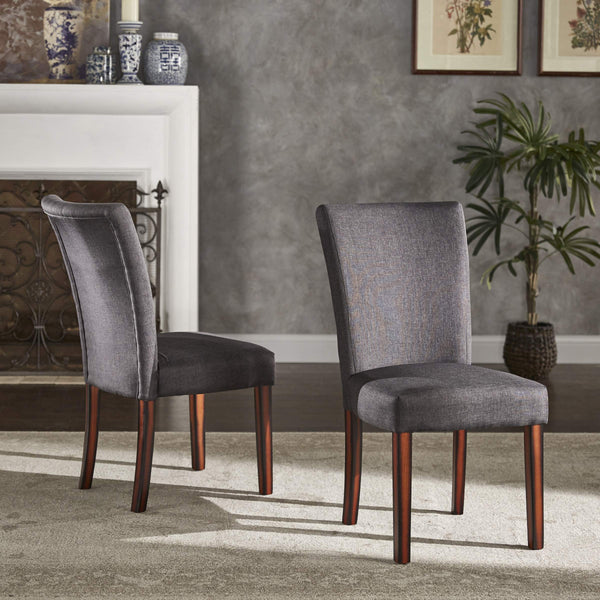 Wingston Linen Look Upholstered Dining Chair Set with Espresso Wood Legs