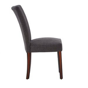 Wingston Linen Look Upholstered Dining Chair Set with Espresso Wood Legs
