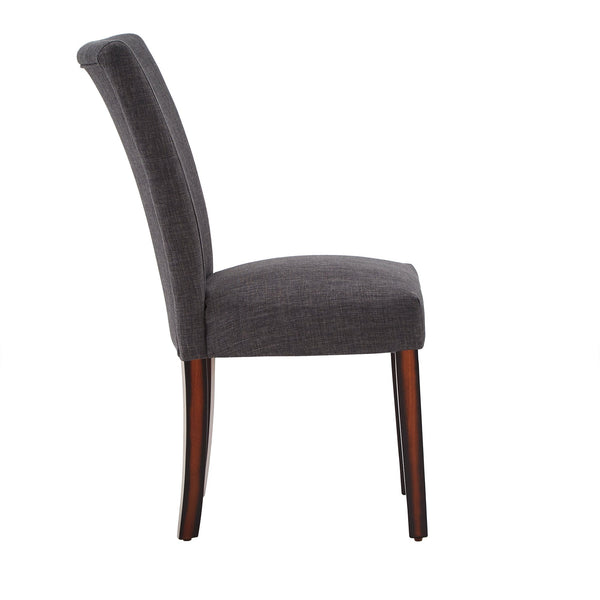 Wingston Linen Look Upholstered Dining Chair Set with Espresso Wood Legs