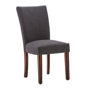 Wingston Linen Look Upholstered Dining Chair Set with Espresso Wood Legs