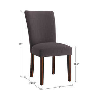 Wingston Linen Look Upholstered Dining Chair Set with Espresso Wood Legs