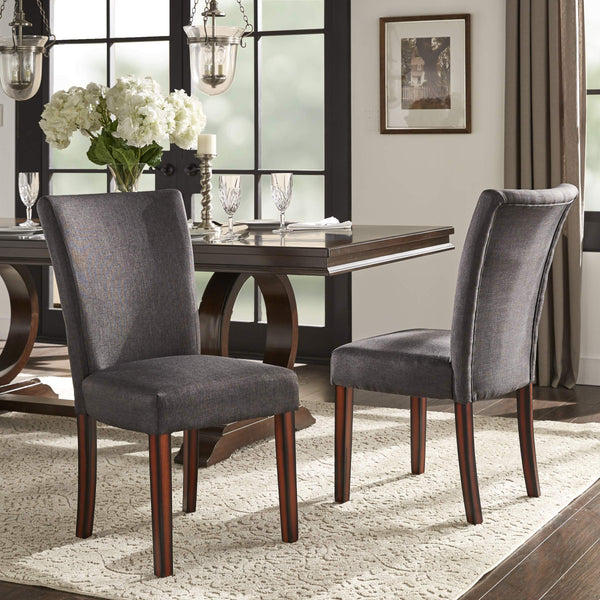 Wingston Linen Look Upholstered Dining Chair Set with Espresso Wood Legs