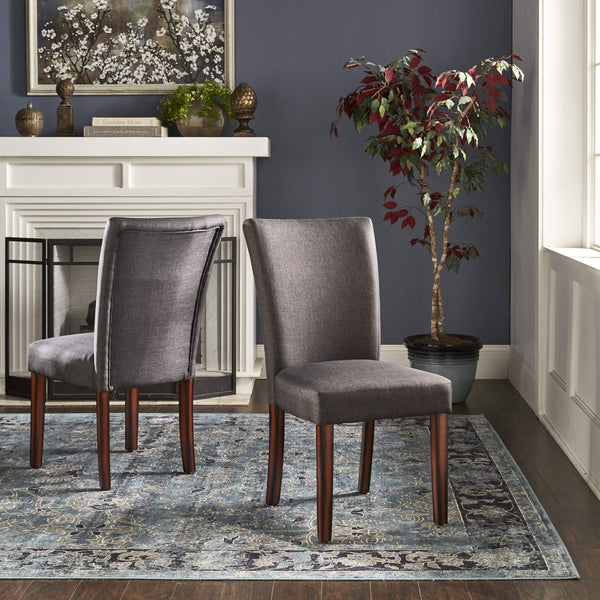 Wingston Linen Look Upholstered Dining Chair Set with Espresso Wood Legs
