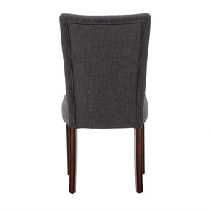 Wingston Linen Look Upholstered Dining Chair Set with Espresso Wood Legs