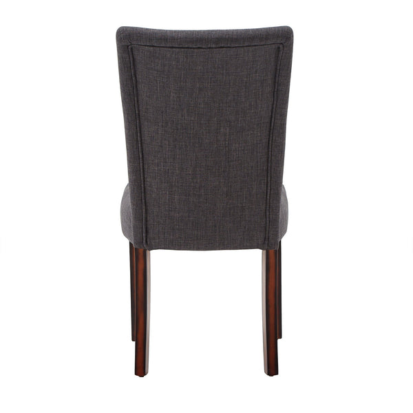 Wingston Linen Look Upholstered Dining Chair Set with Espresso Wood Legs