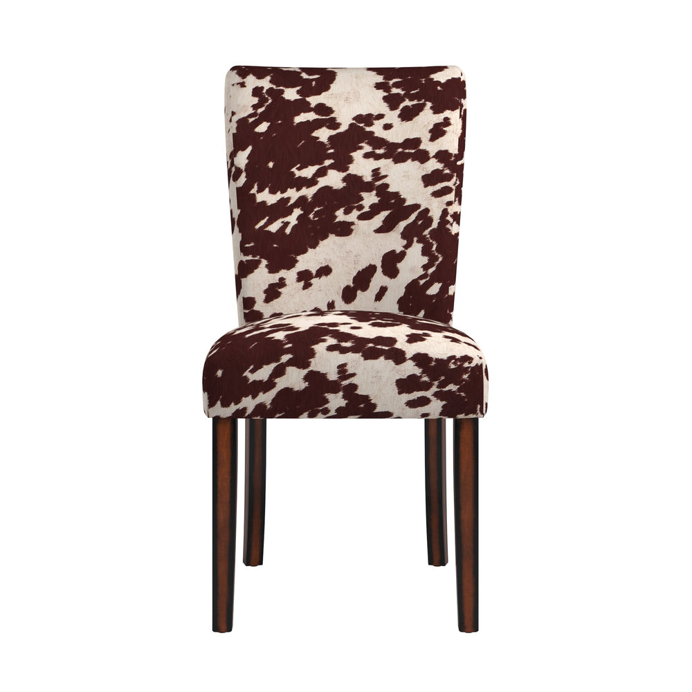 Homelegance Wingston Cowhide Print Upholstered Dining Chair with Solid Wood Legs Set of 2 721F23S