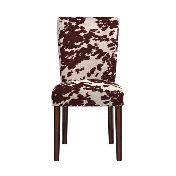 Homelegance Wingston Cowhide Print Upholstered Dining Chair with Solid Wood Legs Set of 2 721F23S