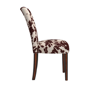 Wingston Cowhide Print Upholstered Dining Chair with Solid Wood Legs Set of 2