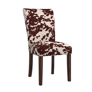 Wingston Cowhide Print Upholstered Dining Chair with Solid Wood Legs Set of 2